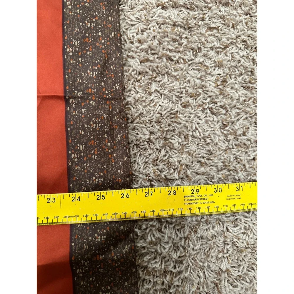 Pierre Balmain Paris Vintage Silk Square Scarf Rust Brown Geometric Pebble Print